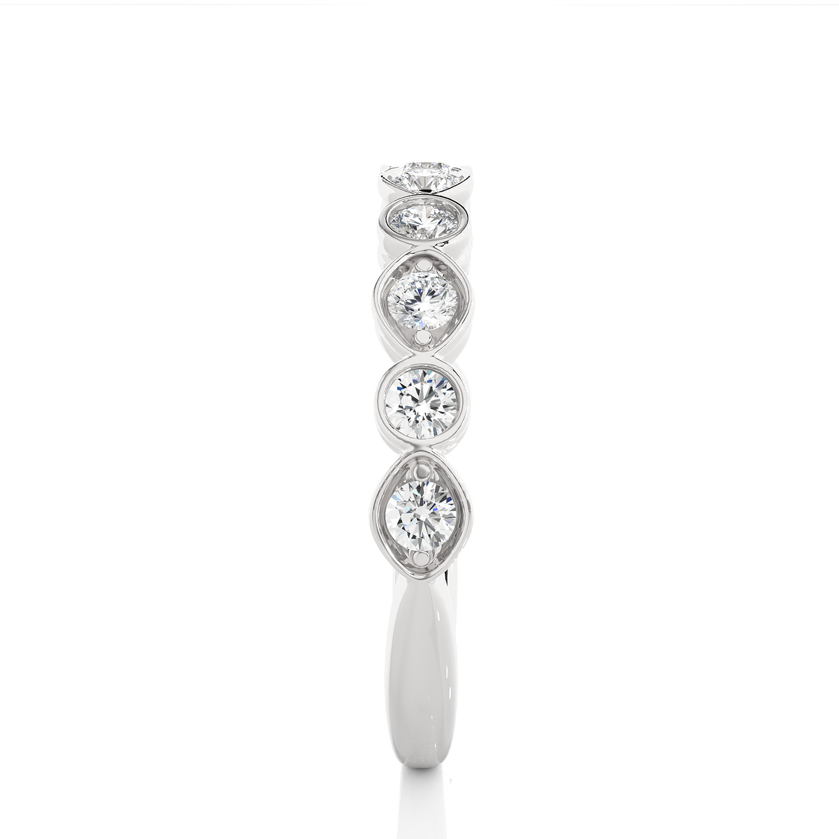 Dainty 10KT Solid Gold Bezel Set Round Shape Diamond Eternity Band Perfect for Daily Wear - HIGHCARAT DIAMONDS