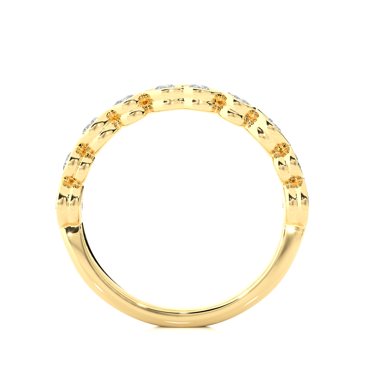 Dainty 10KT Solid Gold Bezel Set Round Shape Diamond Eternity Band Perfect for Daily Wear - HIGHCARAT DIAMONDS