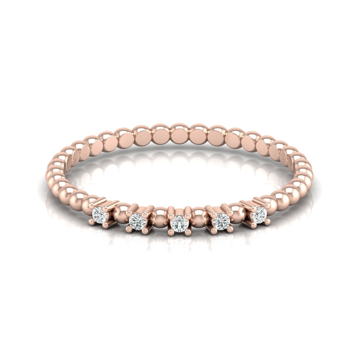 Dainty Diamond Beaded Band Ring for Women 14K Solid White Gold  Stackable Everyday Ring - HIGHCARAT DIAMONDS