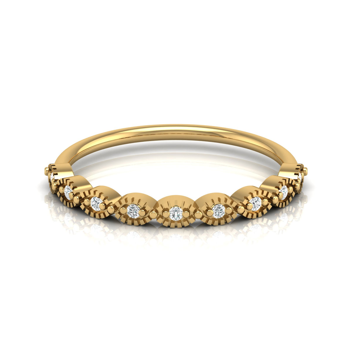 Dainty Diamond Cluster Band Ring for Women's Stackable Vintage Wedding Ring In 14K Solid Gold - HIGHCARAT DIAMONDS