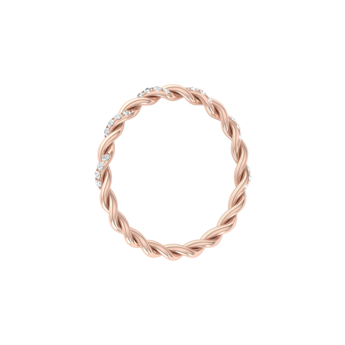 Dainty Twisted Diamond Band Ring for Women's Minimalist Stackable Ring In 14K Solid Gold - HIGHCARAT DIAMONDS