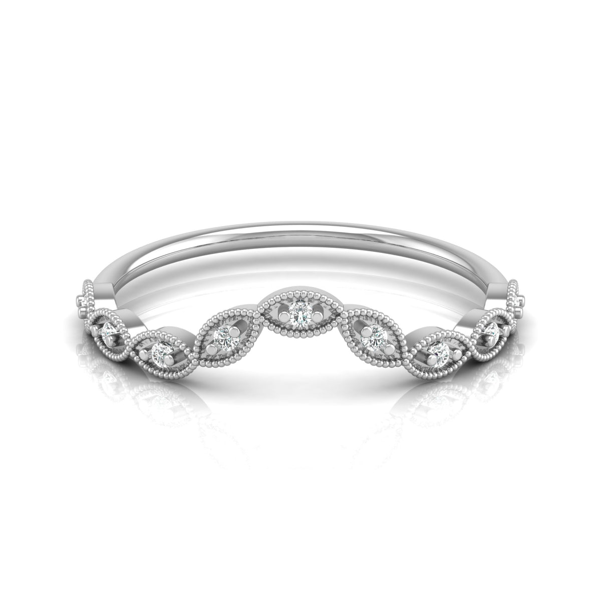 Dainty Vintage V-Shape Princess Crown Diamond Ring Elegant Gift for Her In 14K Solid Gold - HIGHCARAT DIAMONDS