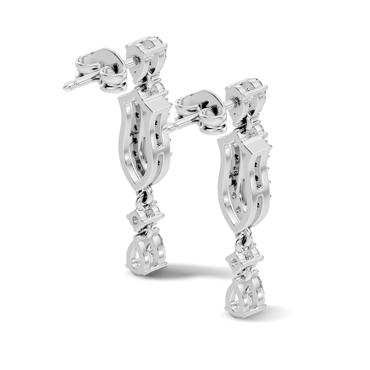 Elegant 14K Gold Women's Unique Marquise and Pear Diamond Earrings In 14K Gold - HIGHCARAT DIAMONDS