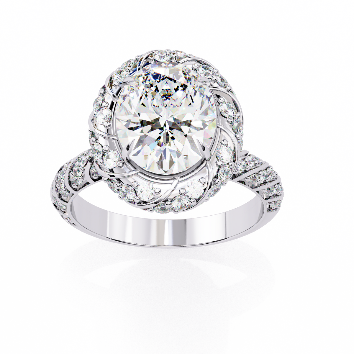 Delicate Oval Lab Diamond Halo Women’s Ring - HIGHCARAT DIAMONDS