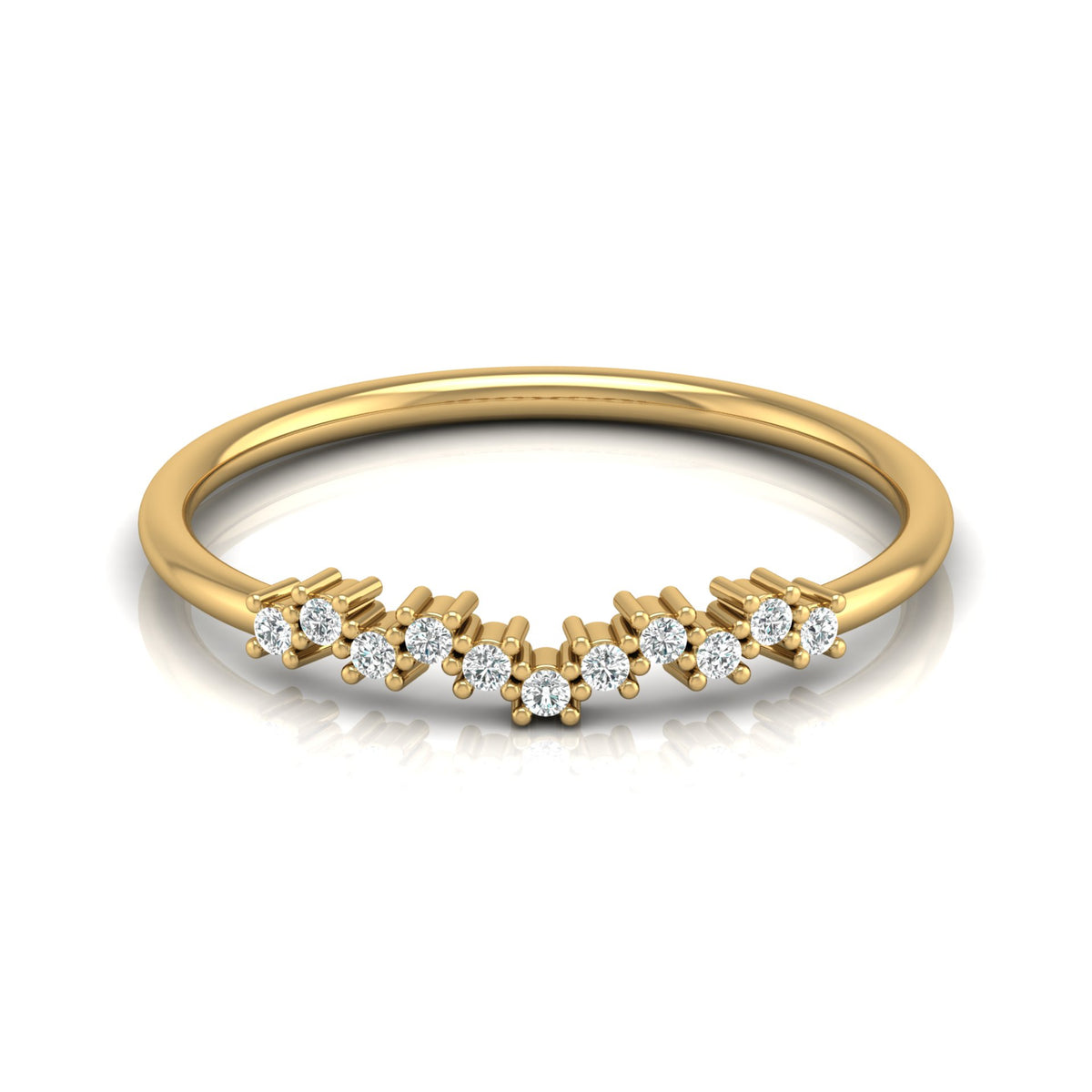 Delicate Round Diamond Band Ring for Women in 14K Solid Gold Lab Grown or Natural Diamonds - HIGHCARAT DIAMONDS