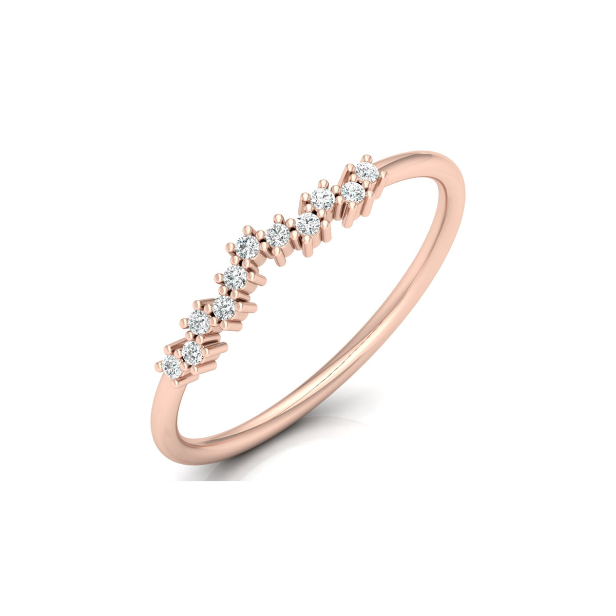 Delicate Round Diamond Band Ring for Women in 14K Solid Gold Lab Grown or Natural Diamonds - HIGHCARAT DIAMONDS