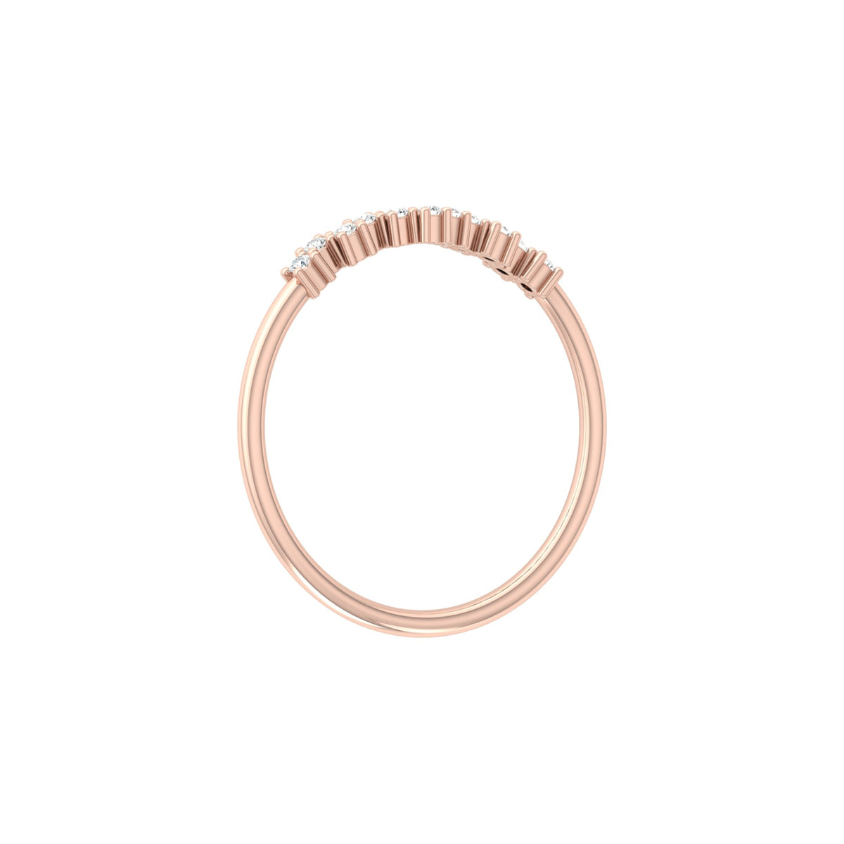 Delicate Round Diamond Band Ring for Women in 14K Solid Gold Lab Grown or Natural Diamonds - HIGHCARAT DIAMONDS