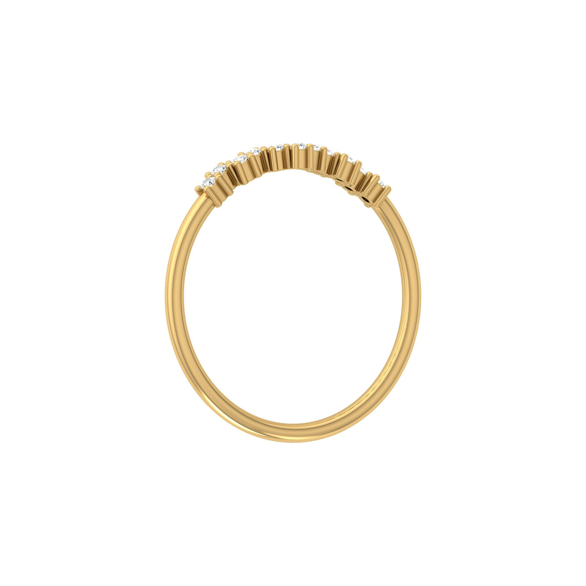 Delicate Round Diamond Band Ring for Women in 14K Solid Gold Lab Grown or Natural Diamonds - HIGHCARAT DIAMONDS