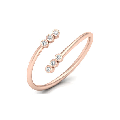 Delicate Round Diamond Bezel Set Open Cuff Ring for Her - HIGHCARAT DIAMONDS