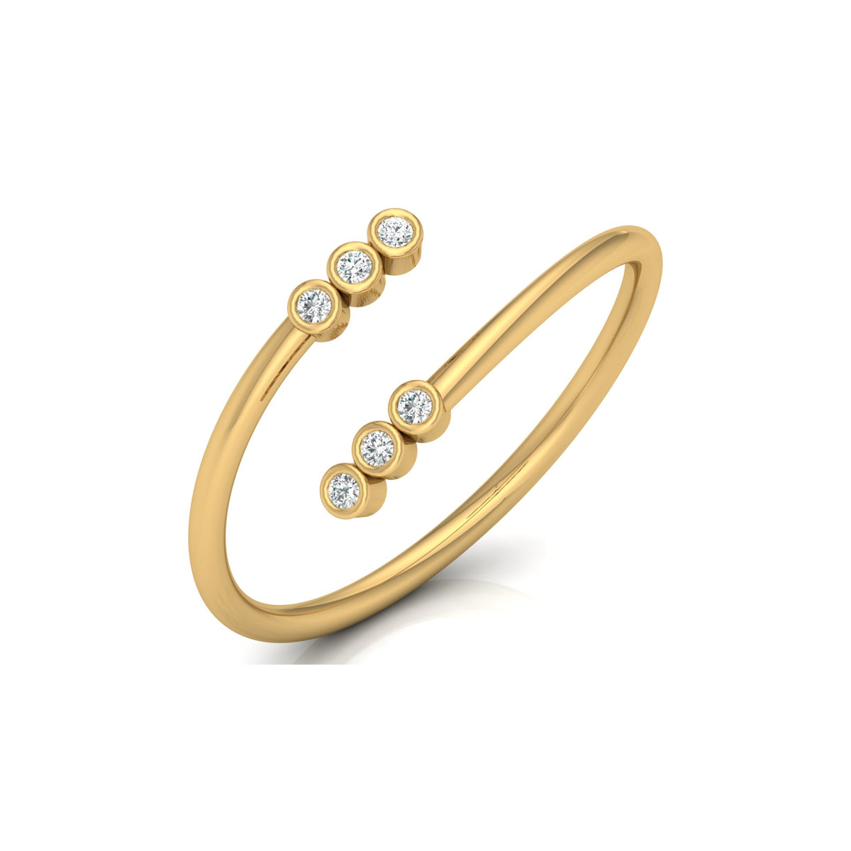 Delicate Round Diamond Bezel Set Open Cuff Ring for Her - HIGHCARAT DIAMONDS