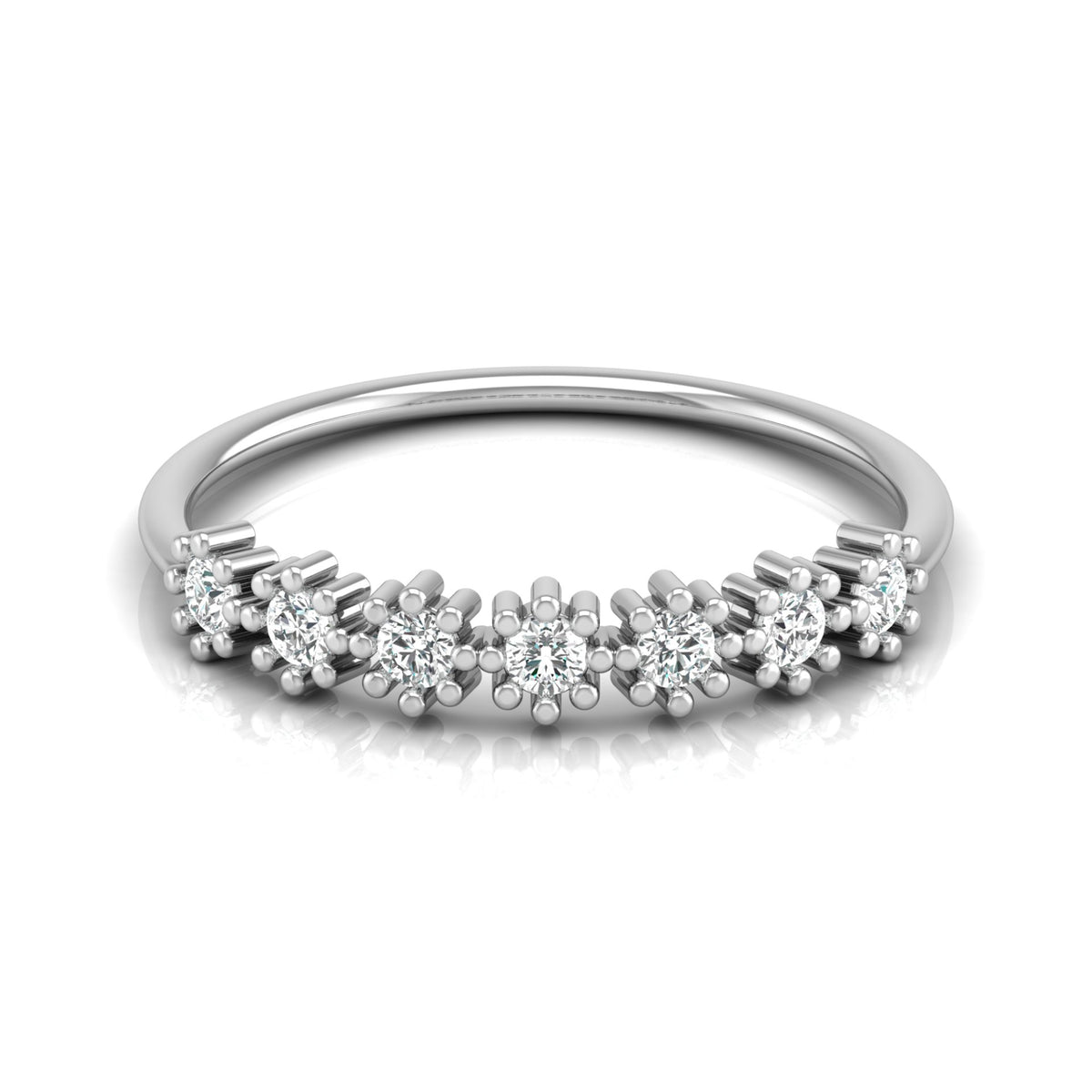 Delicate Round Lab Grown Diamond Wedding Band 14K Solid Gold Natural Half Eternity Band - HIGHCARAT DIAMONDS