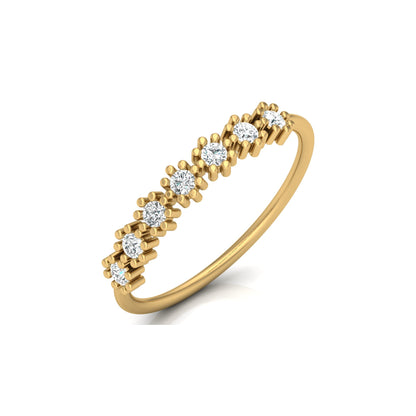 Delicate Round Lab Grown Diamond Wedding Band 14K Solid Gold Natural Half Eternity Band - HIGHCARAT DIAMONDS