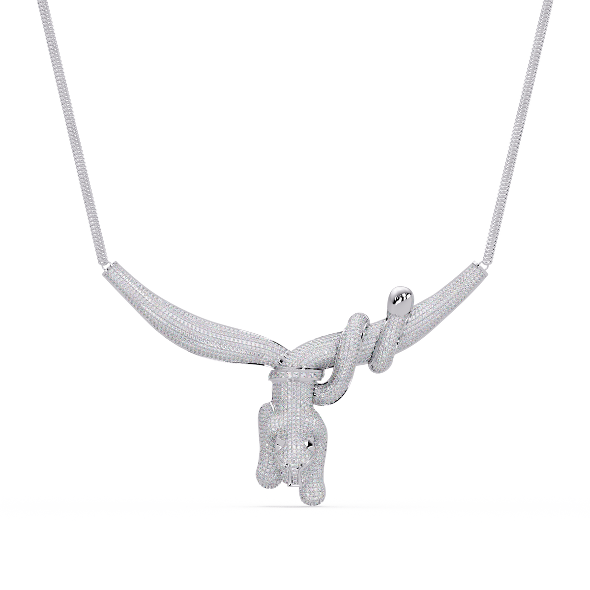 Diamond Panther Claw Pendant Necklace in Rose Gold - HIGHCARAT DIAMONDS