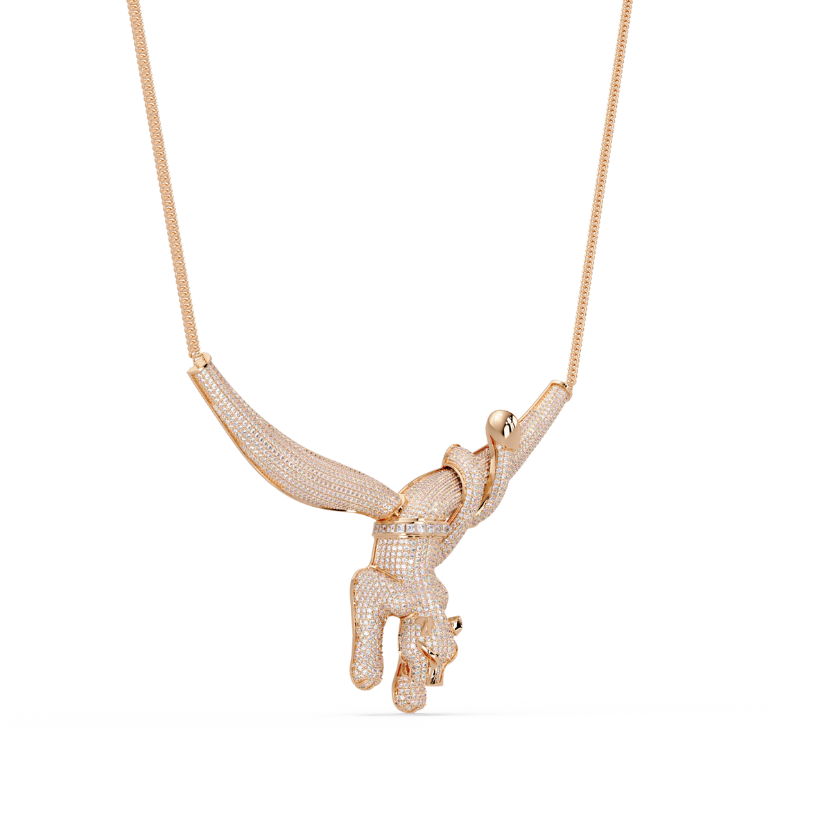 Diamond Panther Claw Pendant Necklace in Rose Gold - HIGHCARAT DIAMONDS