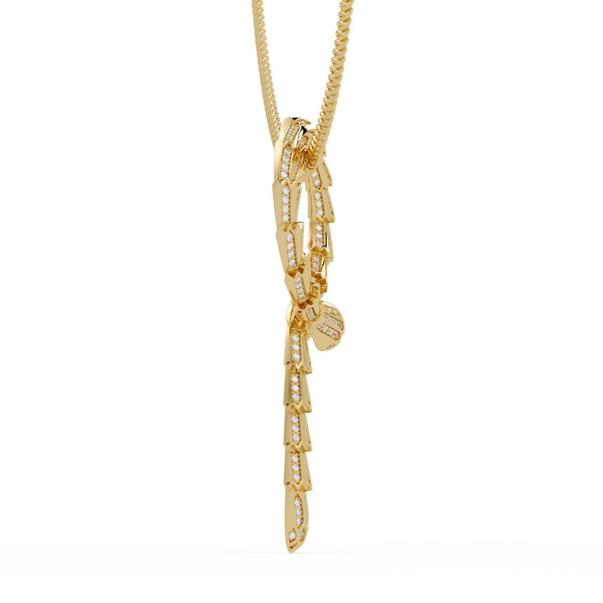 Diamond Thorn Circle Pendant Necklace in Yellow Gold - HIGHCARAT DIAMONDS