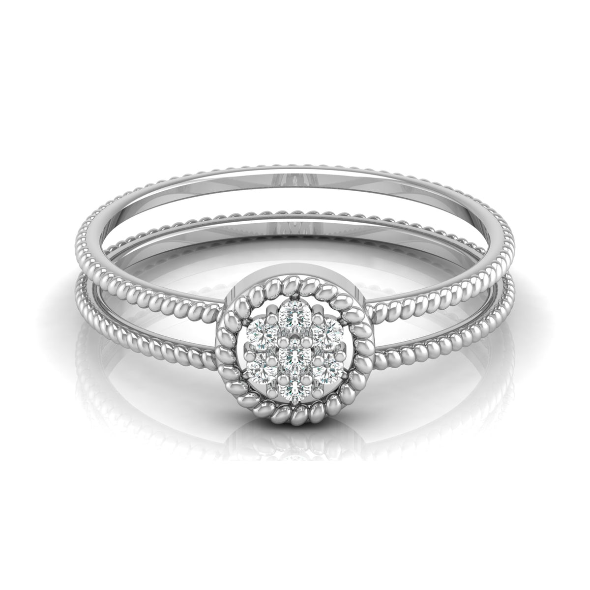 Double Band Halo Cluster Lab Diamond Ring - HIGHCARAT DIAMONDS