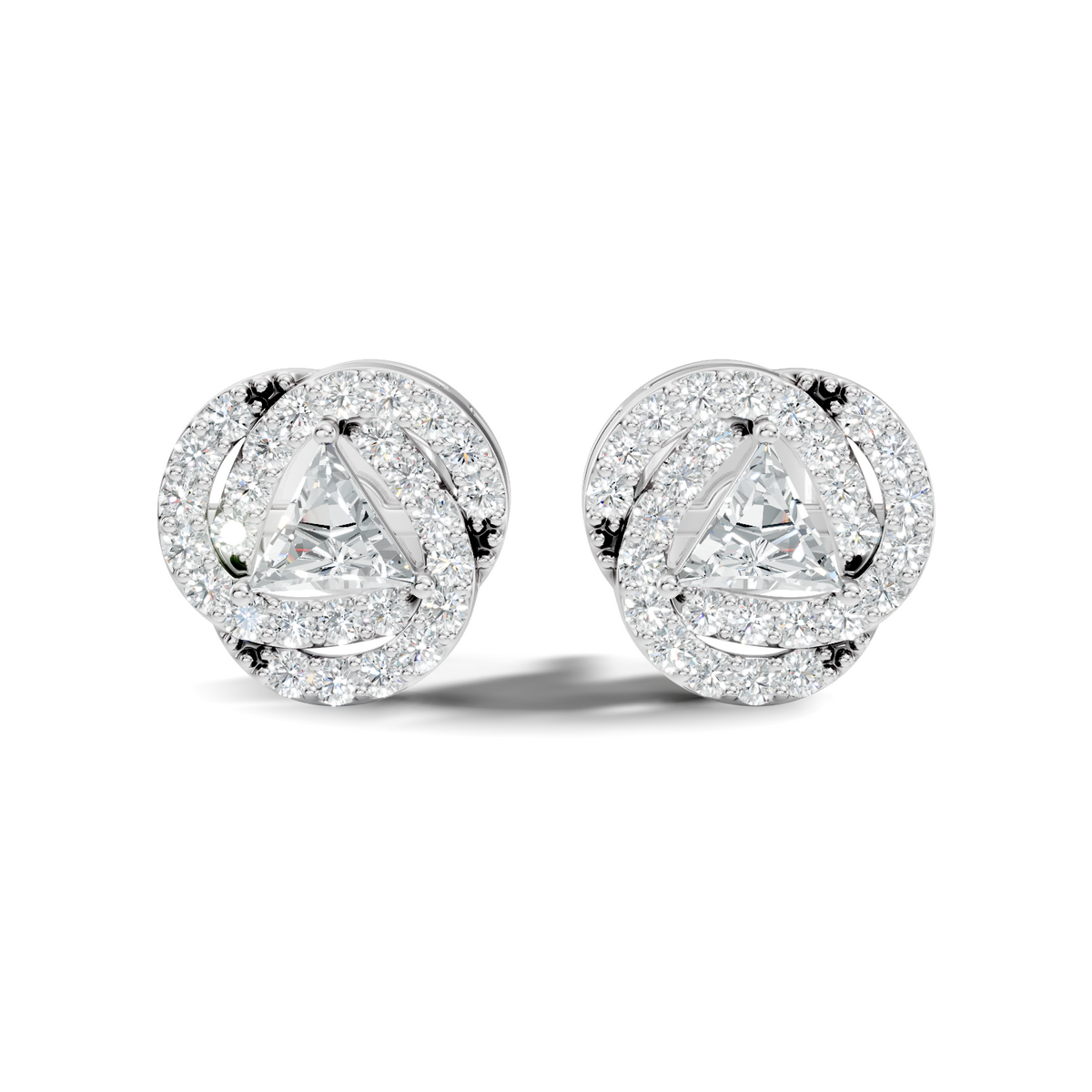 Triangle & Round Shape 18k Solid Rose Gold Dazzling Sparkle Unique Style Earrings For Surprise Gift - HIGHCARAT DIAMONDS