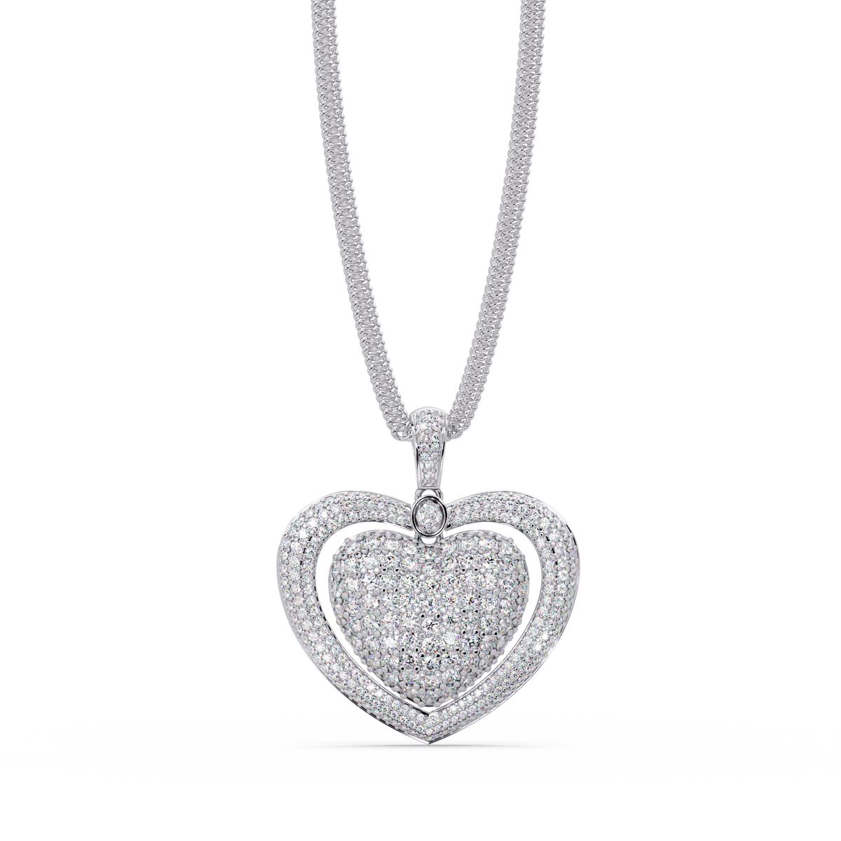 Double Halo Round Lab Grown Diamond Heart Pendant - HIGHCARAT DIAMONDS