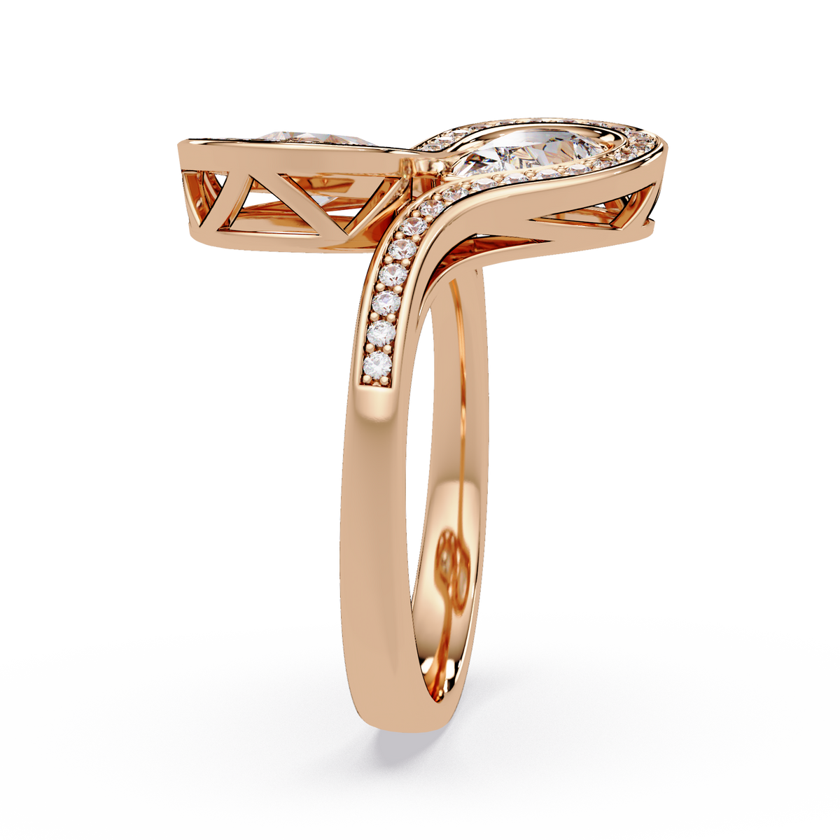 Double Pear Shape Lab Grown Diamond Infinity Halo Ring - HIGHCARAT DIAMONDS