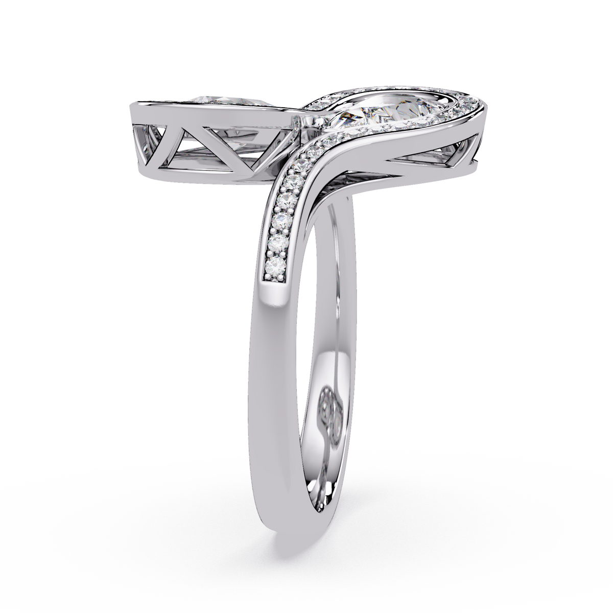 Double Pear Shape Lab Grown Diamond Infinity Halo Ring - HIGHCARAT DIAMONDS