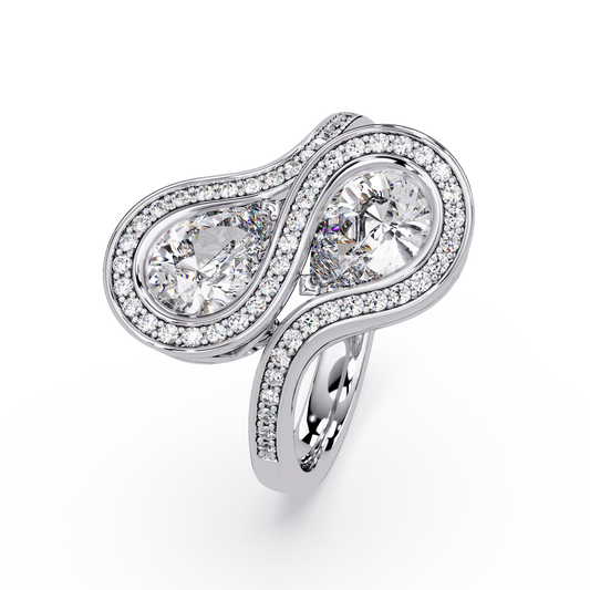 Double Pear Shape Lab Grown Diamond Infinity Halo Ring - HIGHCARAT DIAMONDS
