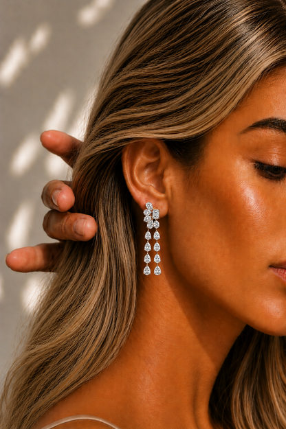 Drops Emerald & Pear Cut Lab Grown Diamond Earring - HIGHCARAT DIAMONDS #wearthelook