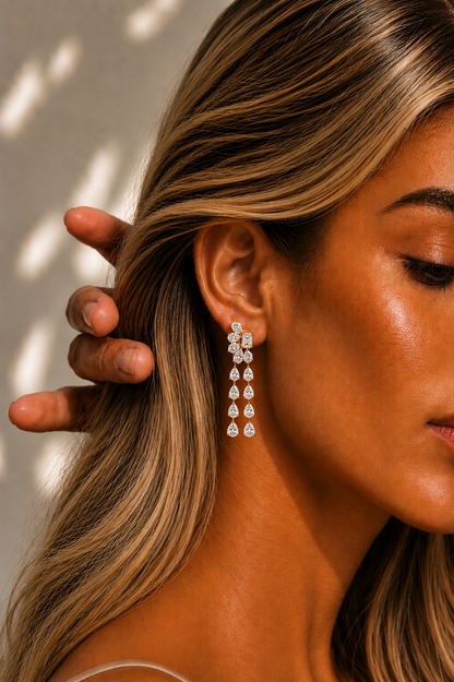 Drops Emerald & Pear Cut Lab Grown Diamond Earring - HIGHCARAT DIAMONDS #wearthelook