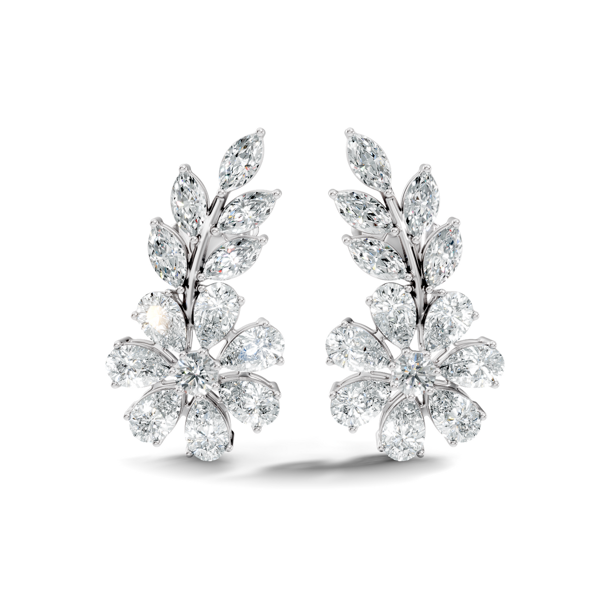 3.64 Ct Marquise Round Pear Shape Diamond Very classic And Stunning 10k White Gold Diamond Earrings For Her - HIGHCARAT DIAMONDS