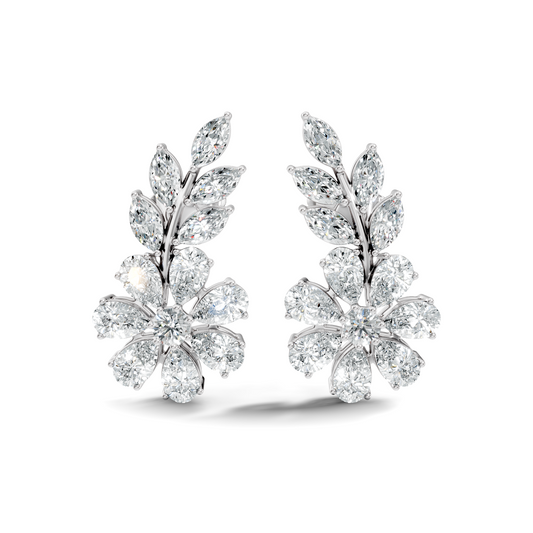 3.64 Ct Marquise Round Pear Shape Diamond Very classic And Stunning 10k White Gold Diamond Earrings For Her - HIGHCARAT DIAMONDS
