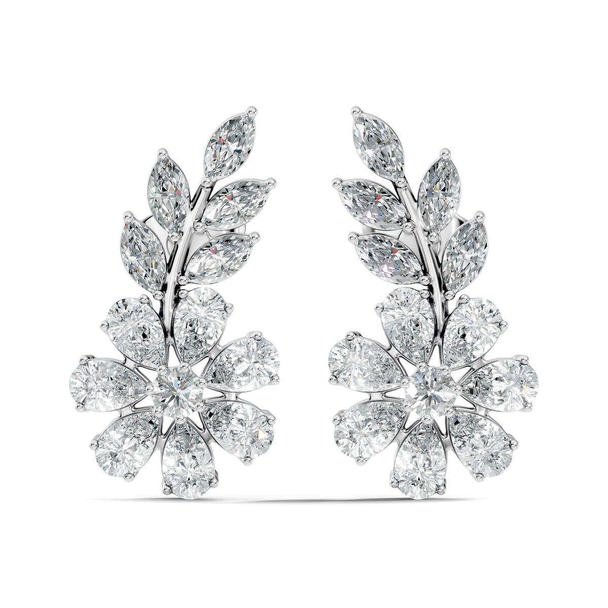 3.64 Ct Marquise Round Pear Shape Diamond Very classic And Stunning 10k White Gold Diamond Earrings For Her - HIGHCARAT DIAMONDS
