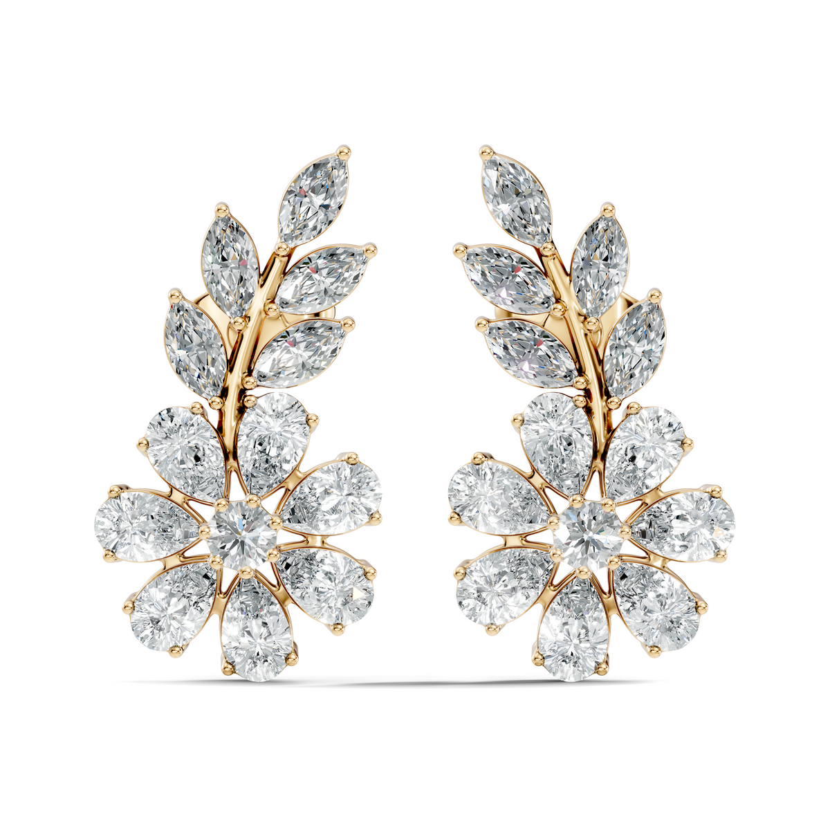 3.64 Ct Marquise Round Pear Shape Diamond Very classic And Stunning 10k White Gold Diamond Earrings For Her - HIGHCARAT DIAMONDS