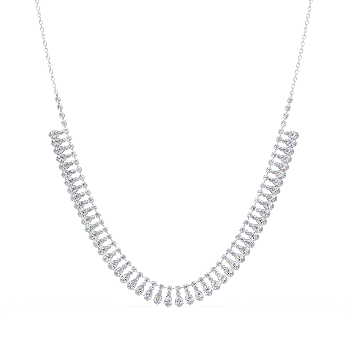 Drops Prong Round & Pear Lab Grown Diamond Graduation Necklace - HIGHCARAT DIAMONDS
