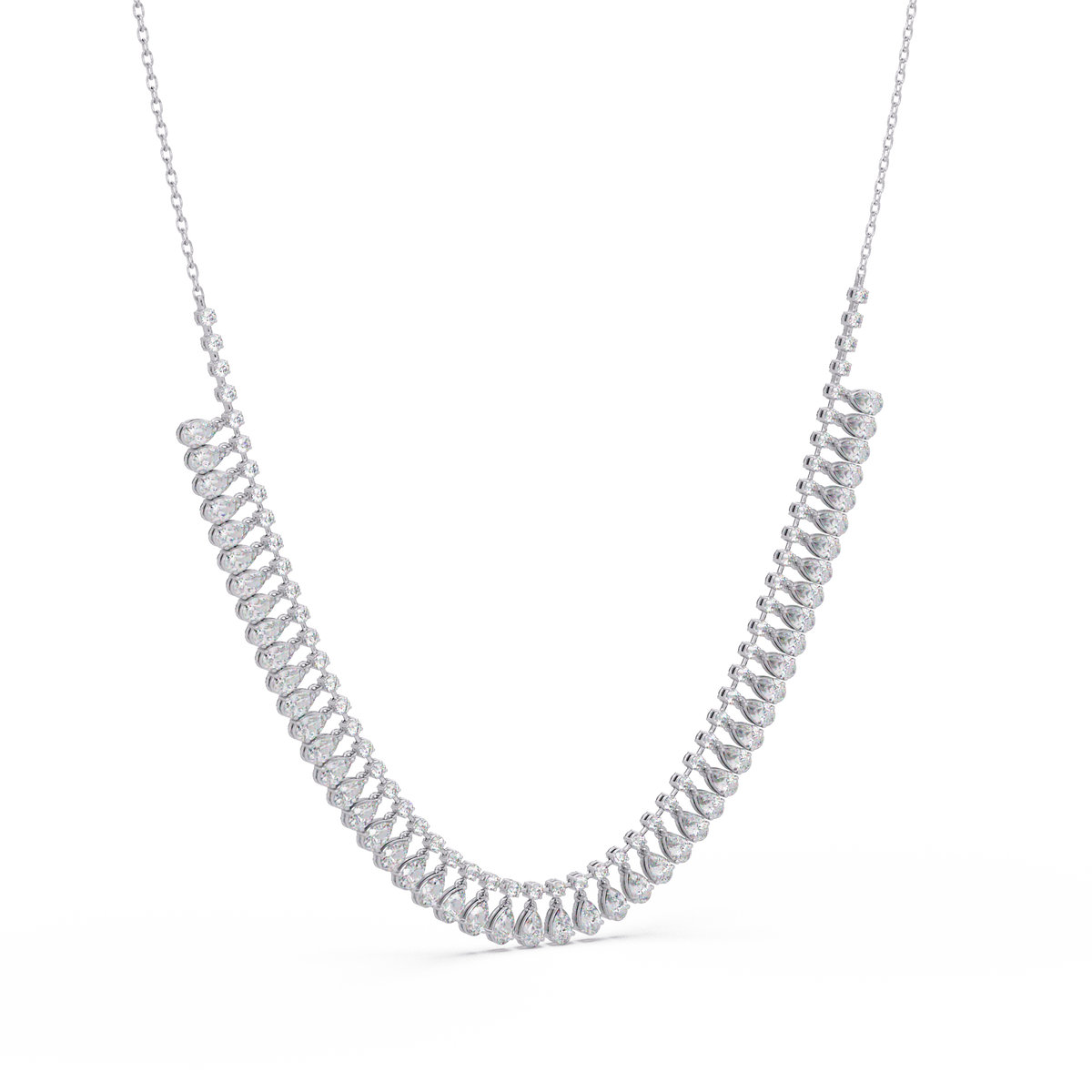 Drops Prong Round & Pear Lab Grown Diamond Graduation Necklace - HIGHCARAT DIAMONDS