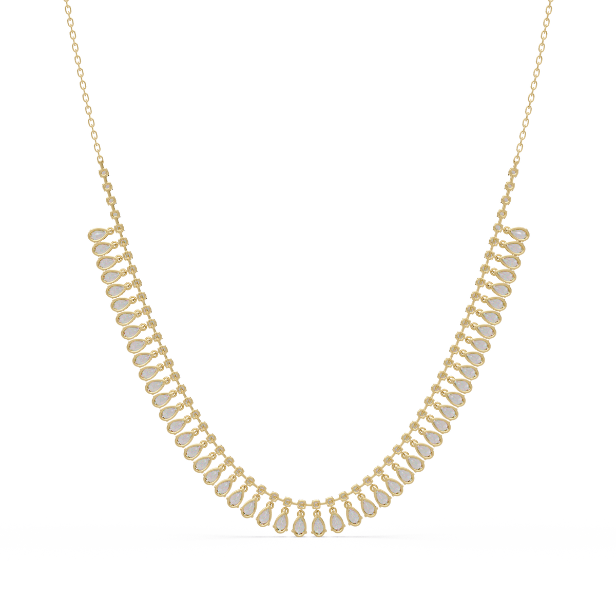 Drops Prong Round & Pear Lab Grown Diamond Graduation Necklace - HIGHCARAT DIAMONDS