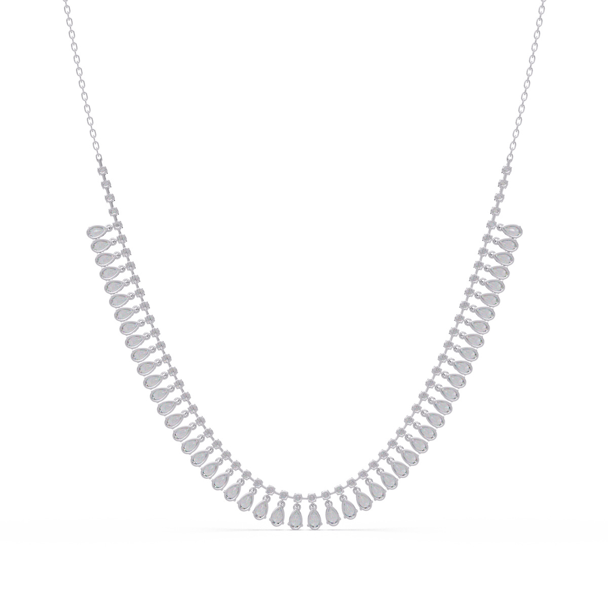 Drops Prong Round & Pear Lab Grown Diamond Graduation Necklace - HIGHCARAT DIAMONDS