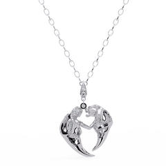 Dual Mermaid Shape Diamond Pendant Necklace in Rose Gold - HIGHCARAT DIAMONDS