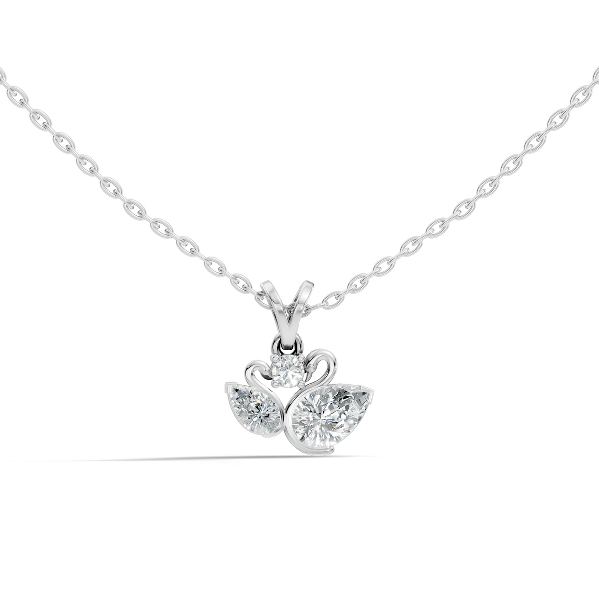 Chic White Gold Pendant with Pear & Round Lab-Grown Diamonds Anniversary Gift Idea - HIGHCARAT DIAMONDS