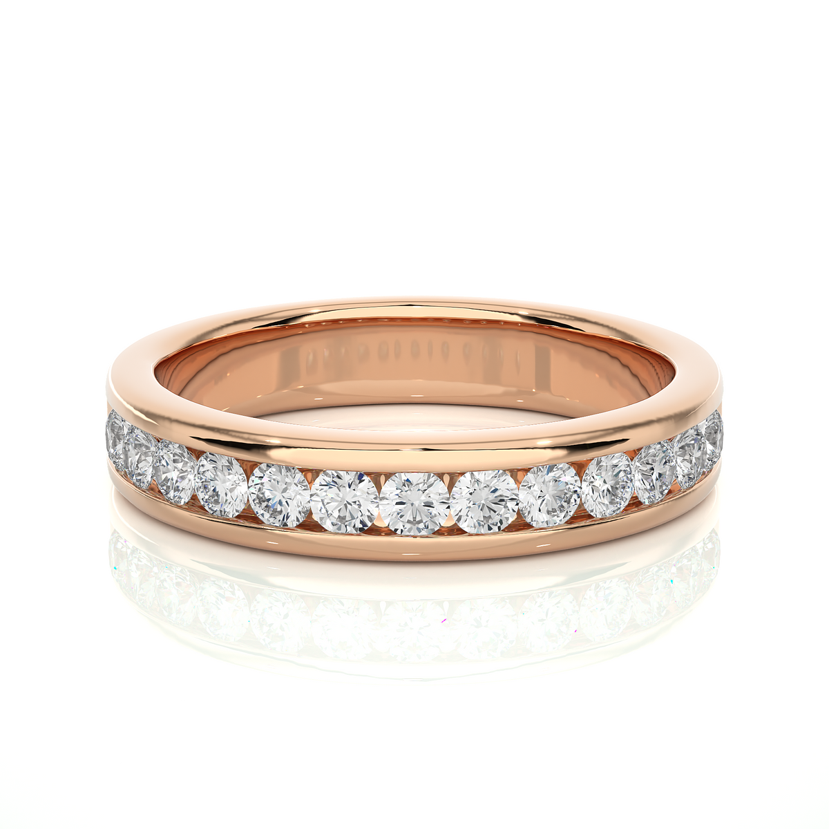 Eco-Friendly Round Diamond Channel Set Wedding Band Lab-Grown Sparkle Band For Wife - HIGHCARAT DIAMONDS