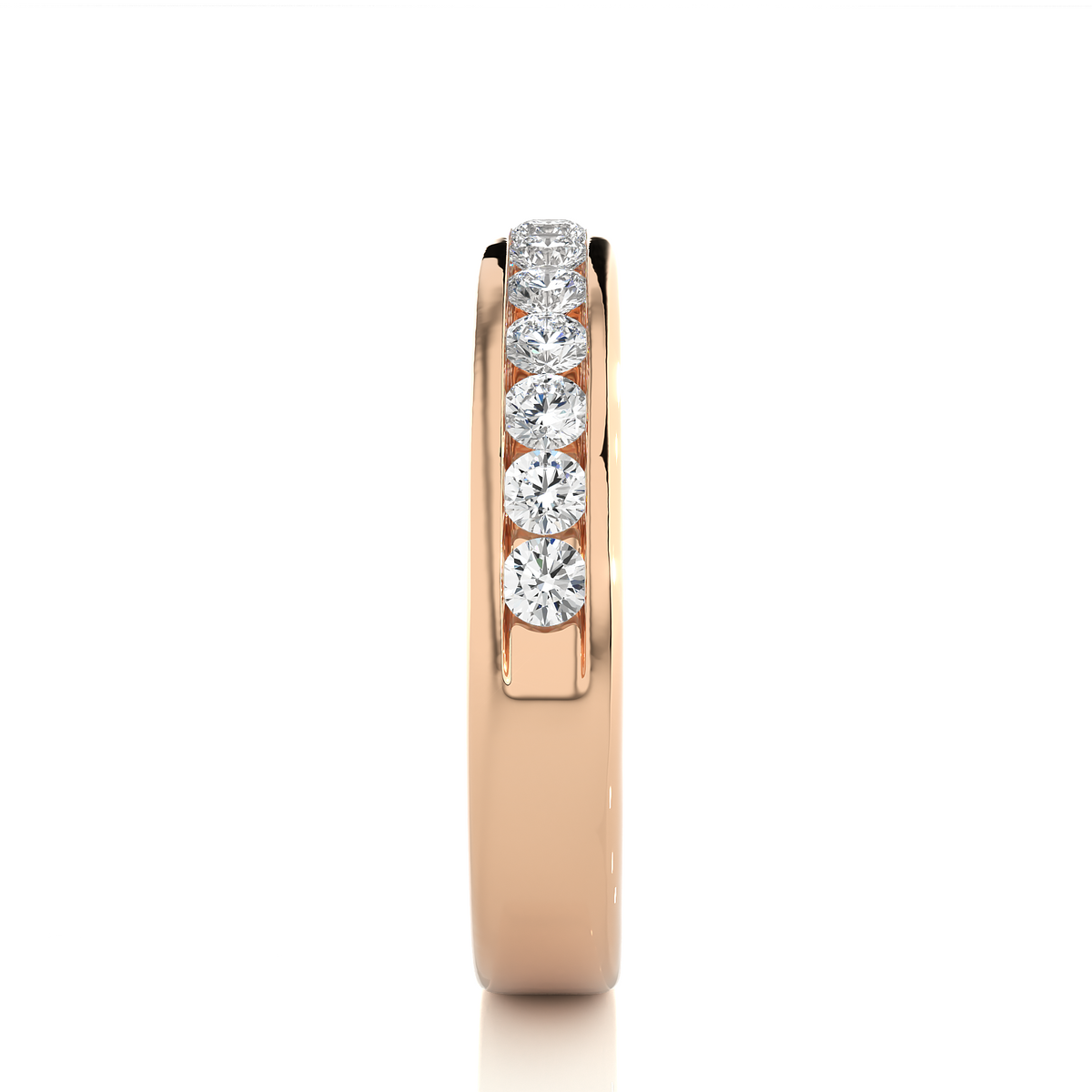 Eco-Friendly Round Diamond Channel Set Wedding Band Lab-Grown Sparkle Band For Wife - HIGHCARAT DIAMONDS