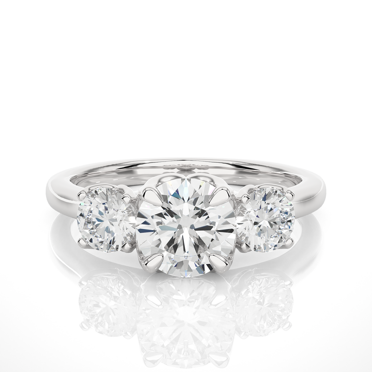 Eco Friendly Round Lab Diamond  Five Stone Ring 14K Solid Yellow Gold Ready To Ship - HIGHCARAT DIAMONDS