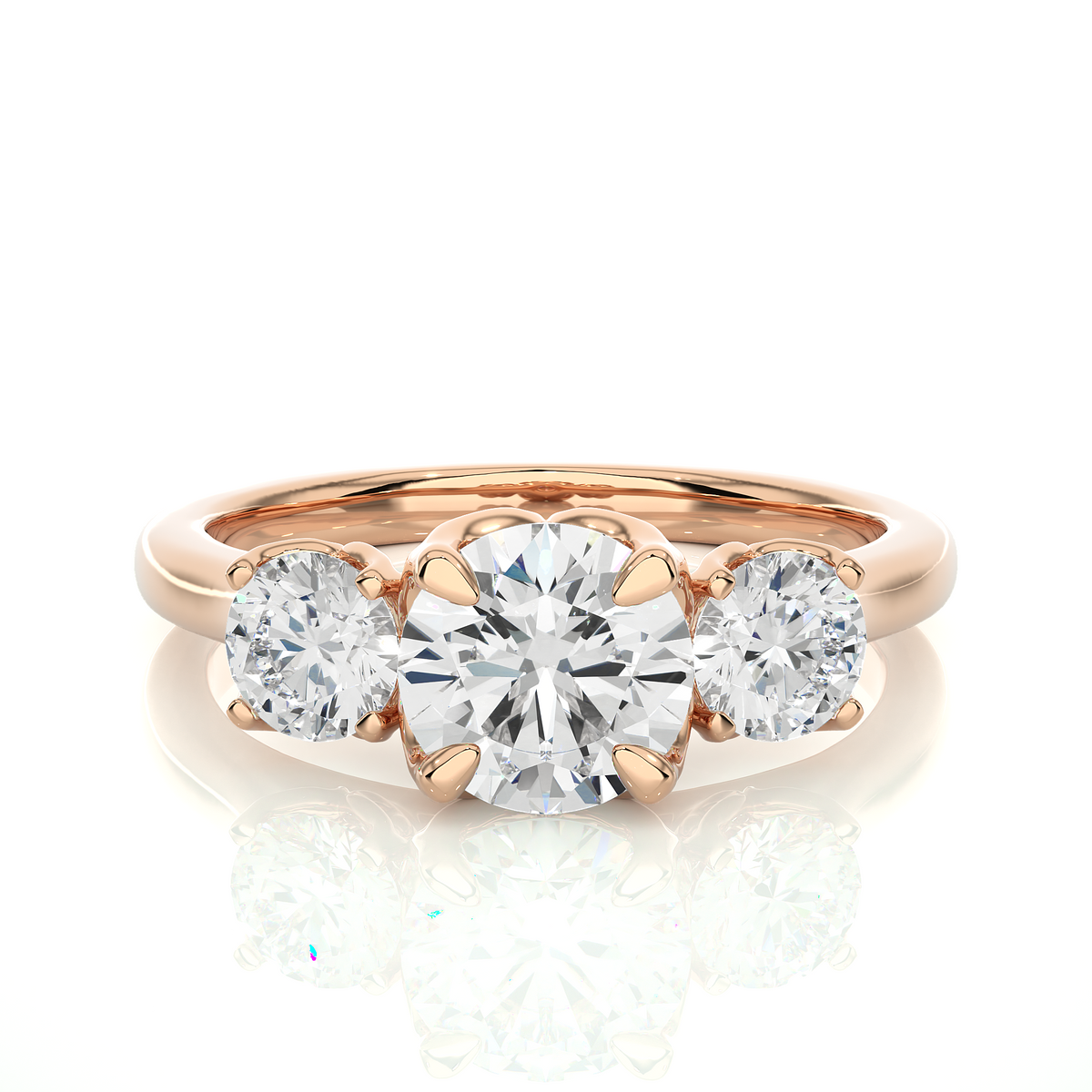 Eco Friendly Round Lab Diamond  Five Stone Ring 14K Solid Yellow Gold Ready To Ship - HIGHCARAT DIAMONDS