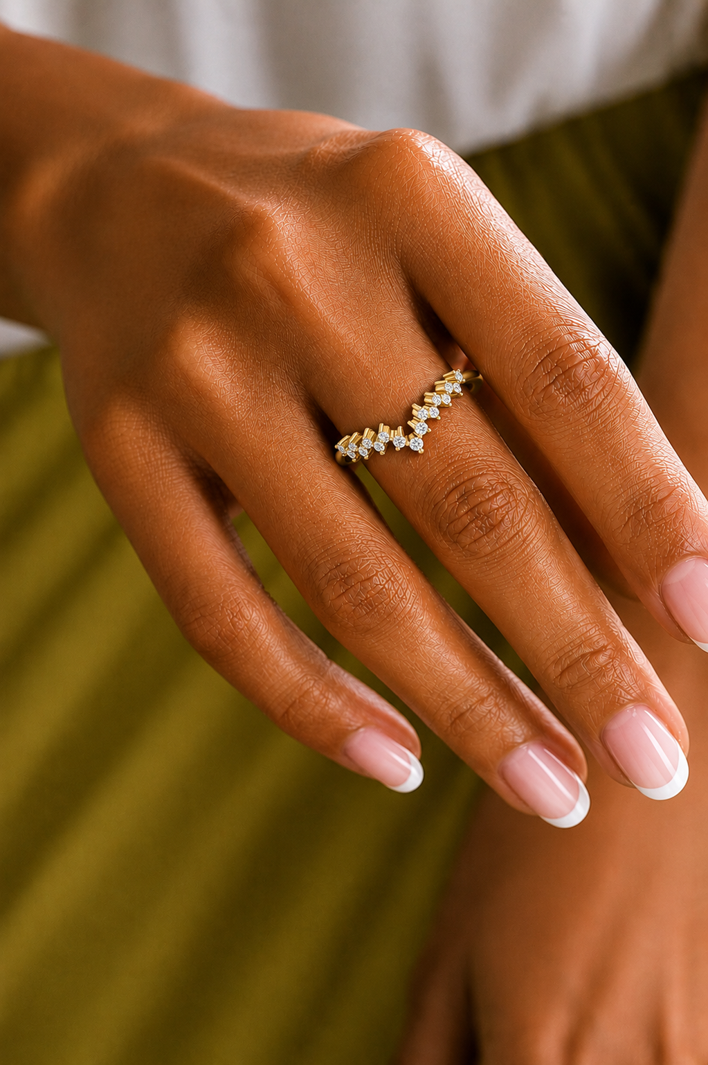 Elegant 0.15 CT Round Diamond Half Eternity Band Ring In Graceful Curves - HIGHCARAT DIAMONDS