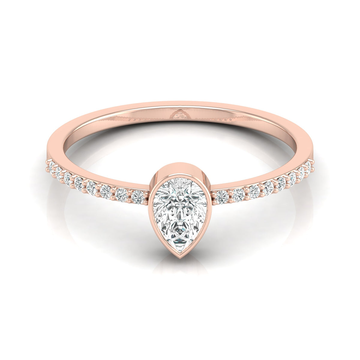 Elegant Pear And Round Diamond Band Ring With Side Stones Ring For Her - HIGHCARAT DIAMONDS
