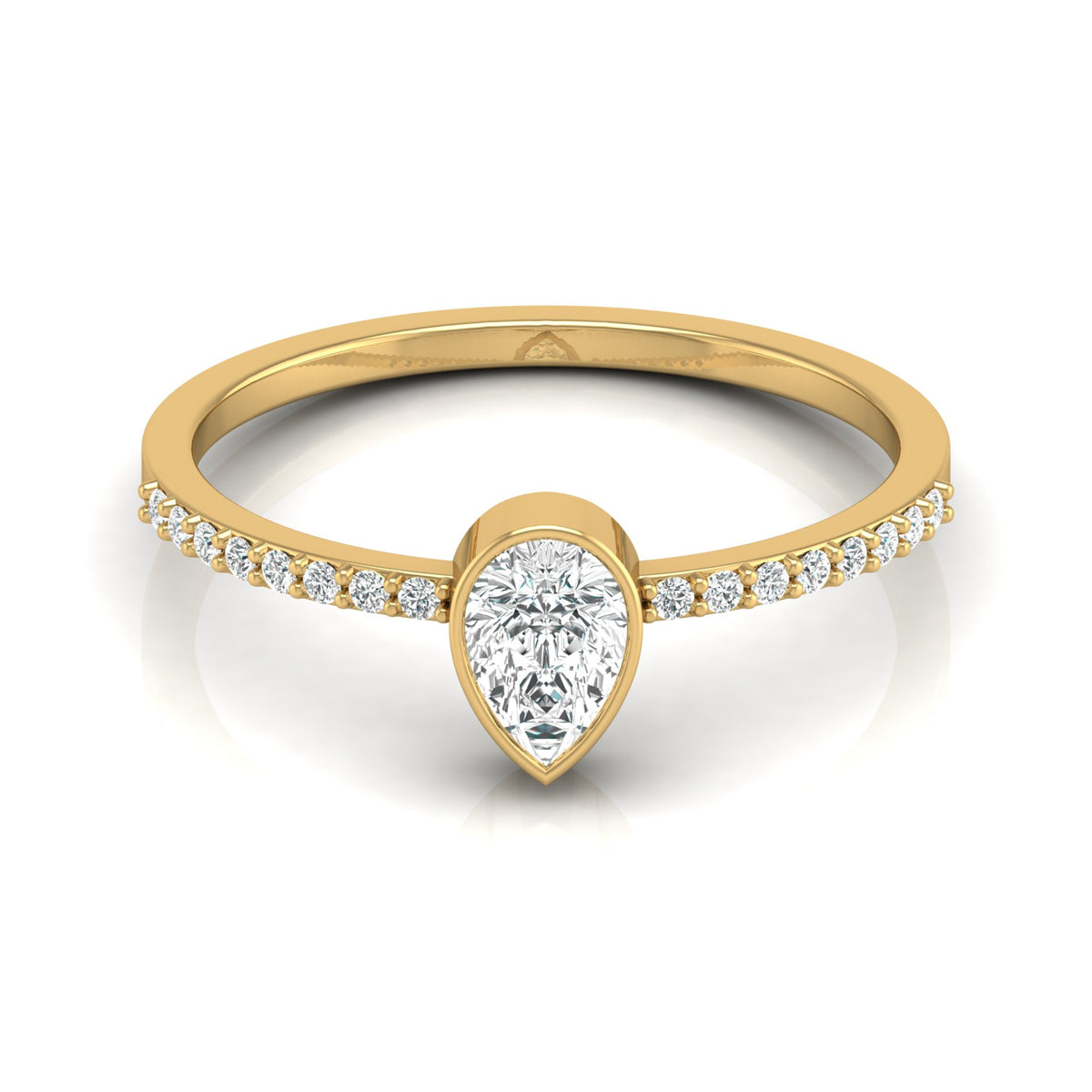 Elegant Pear And Round Diamond Band Ring With Side Stones Ring For Her - HIGHCARAT DIAMONDS
