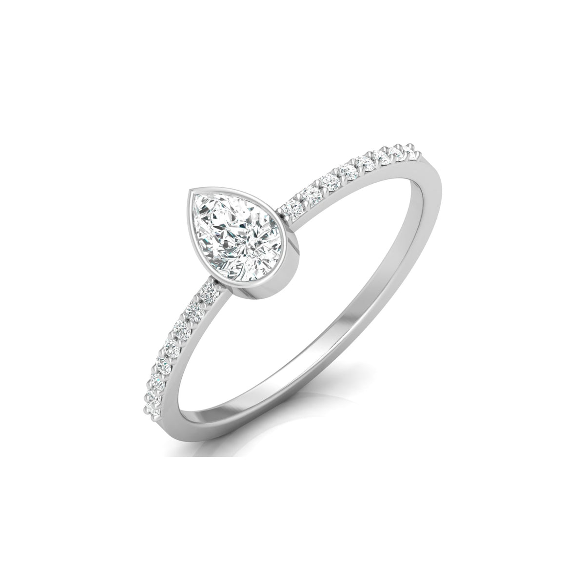 Elegant Pear And Round Diamond Band Ring With Side Stones Ring For Her - HIGHCARAT DIAMONDS