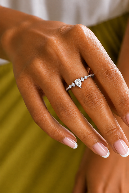 Elegant Round And Pear Shaped Diamond Band Ring Cute & Comfortable  Perfect Gift For Sister - HIGHCARAT DIAMONDS