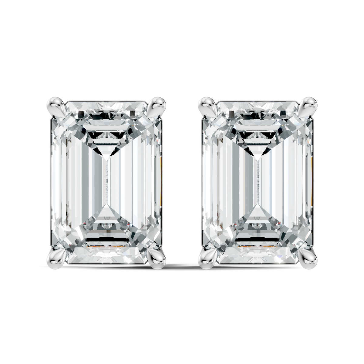 Luxury 6.41 Ct Emerald Cut Lab Grown Diamond Stud Earrings For Women In 18K Gold - HIGHCARAT DIAMONDS