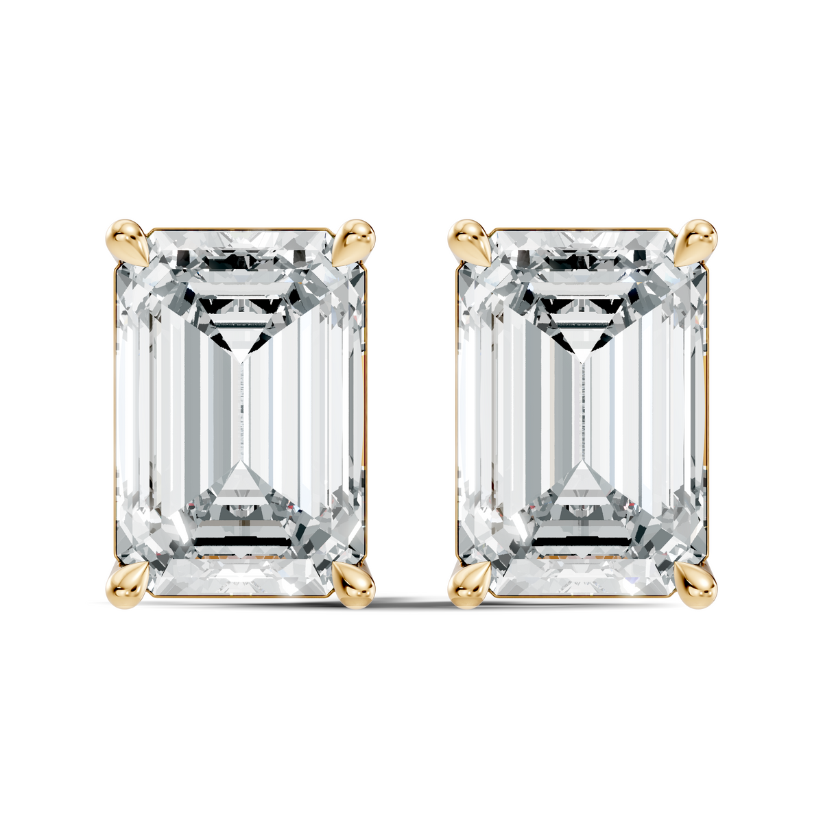 Luxury 6.41 Ct Emerald Cut Lab Grown Diamond Stud Earrings For Women In 18K Gold - HIGHCARAT DIAMONDS