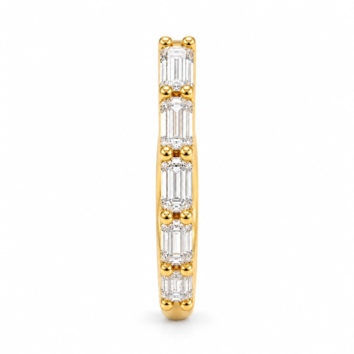 Emerald Cut Lab Grown Diamond Half Eternity Yellow Gold Band