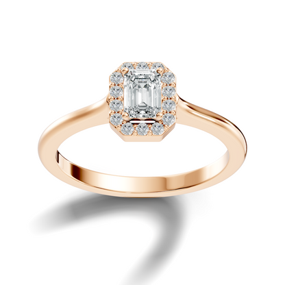 Emerald Cut Lab-Grown Diamond Halo Solitaire Ring - HIGHCARAT DIAMONDS
